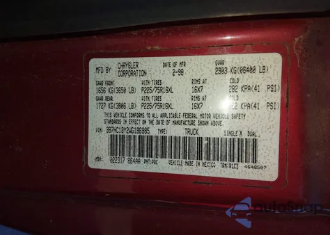 1998 Dodge Ram 1500 St z USA, uszkodzony, nr VIN 3B7HC13Y2WG186985